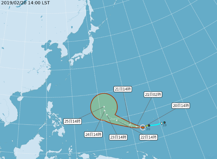 圖8:輕度颱風「蝴蝶」路徑潛勢預報及暴風圈侵襲機率(共2張)